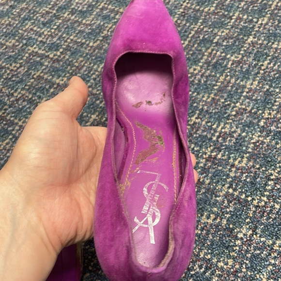 Preloved Saint Laurent Paris Purple Suede Janis Platform Pumps Size 39 - Picture 10 of 17